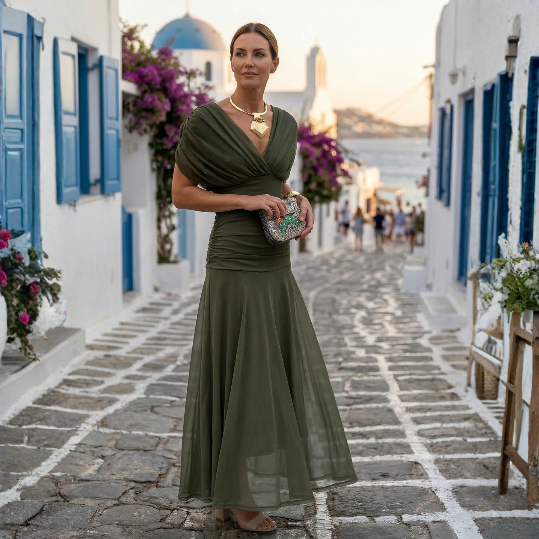 Milijana - Duga elegantna haljina s V izrezom
