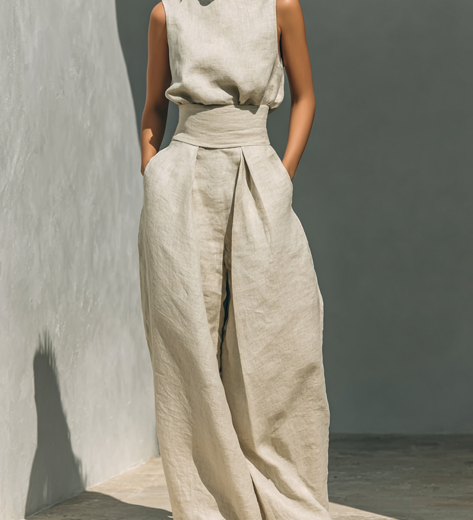Nataša – Minimalistički set sa bezrukavom bluzom