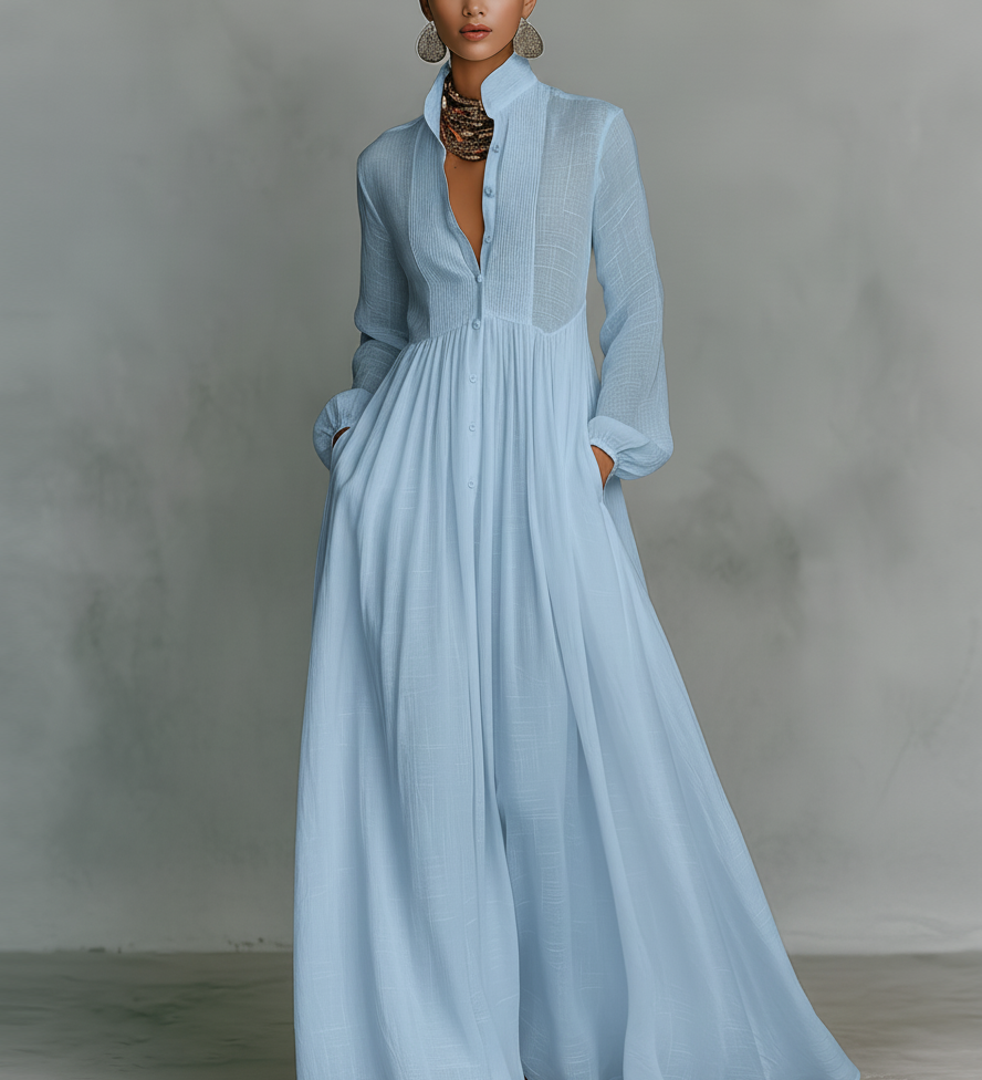 Slávka – Lanene patchwork maxi haljine