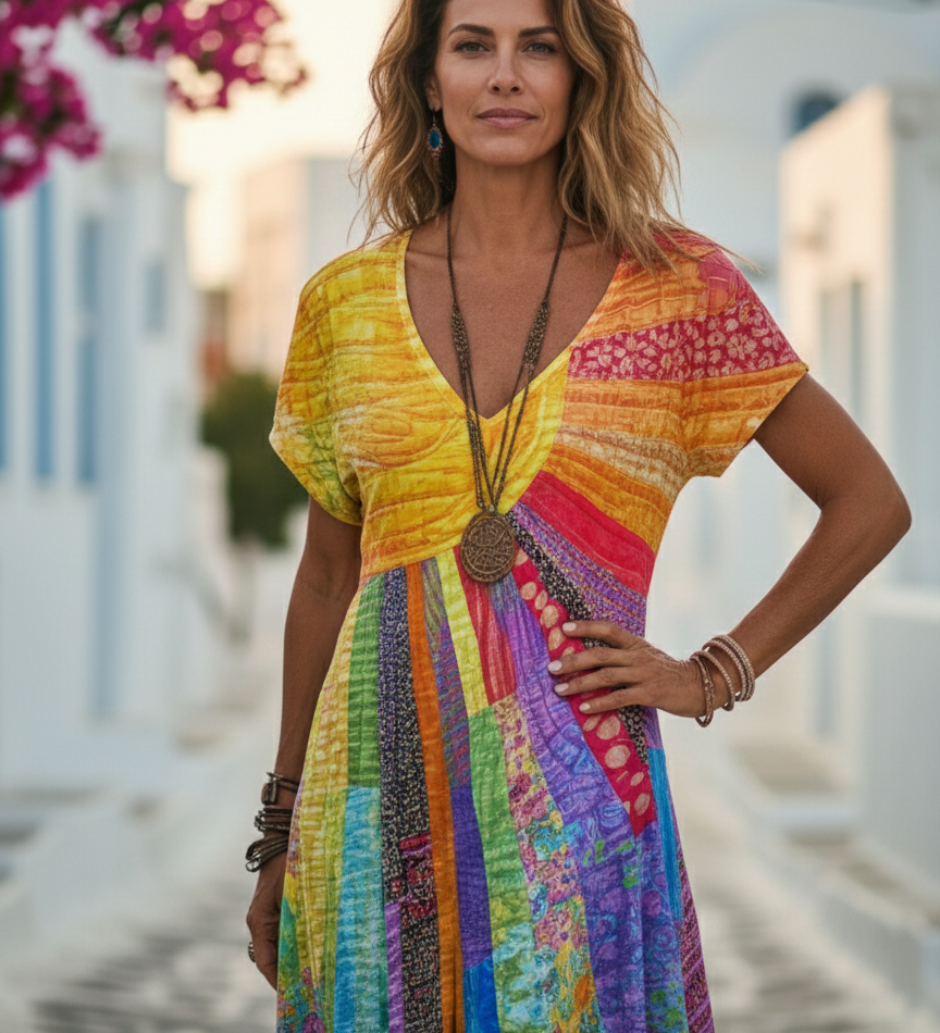 Tamara - Haljina s boho uzorkom s motivom sunca