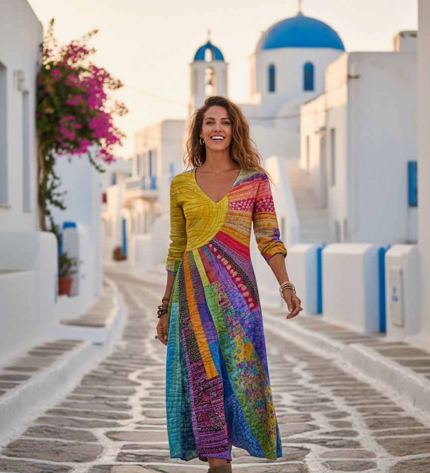 Teodora - Boho haljina s uzorkom Sunca
