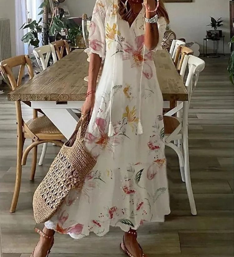 Nada - Elegantna baršunasta maksi haljina s cvetovima