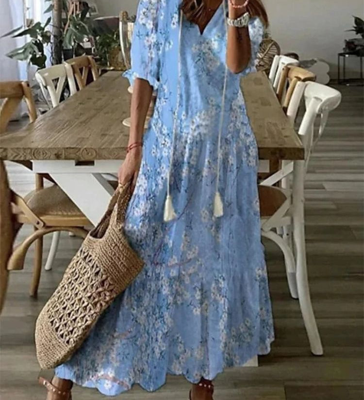 Nada - Elegantna baršunasta maksi haljina s cvetovima