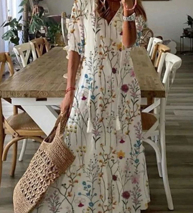 Nada - Elegantna baršunasta maksi haljina s cvetovima