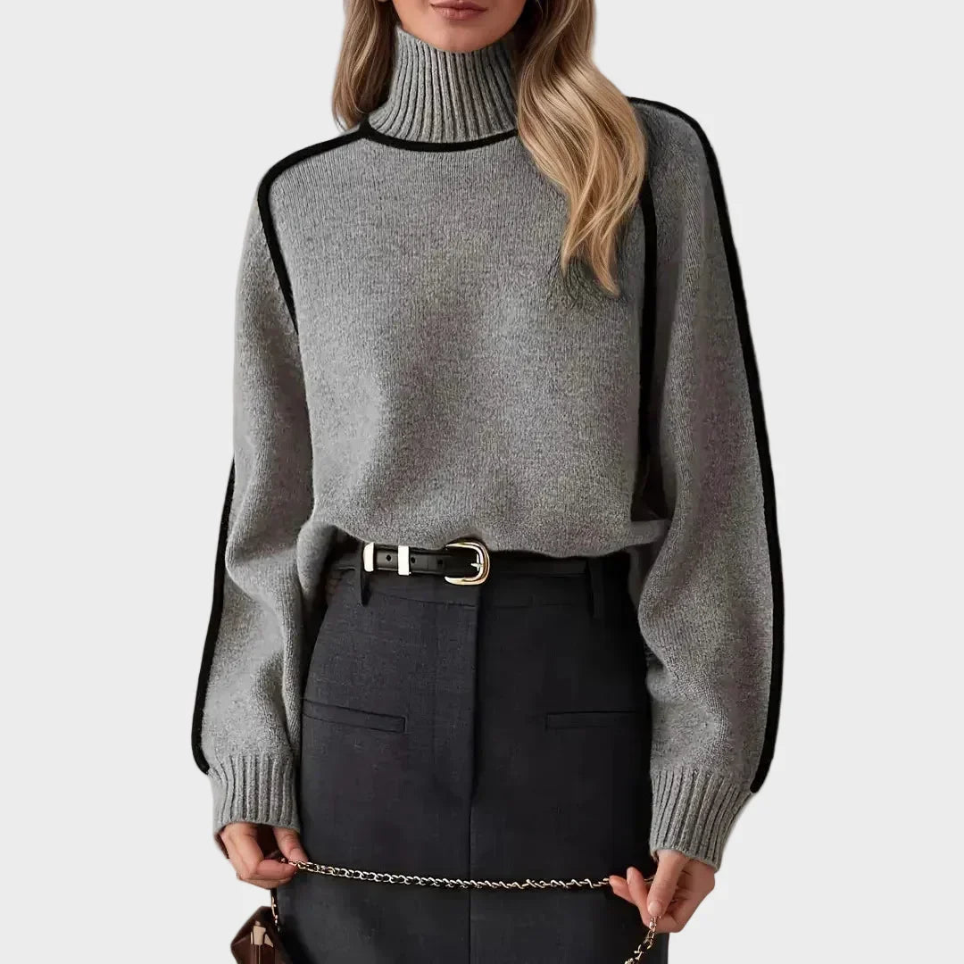 Blaženka - Elegantni jednobojni pulover s visokom ovratnikom