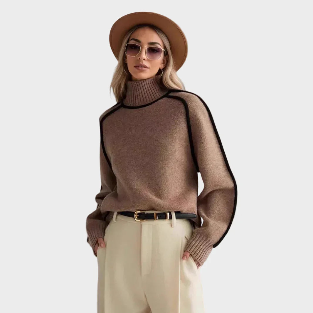 Blaženka - Elegantni jednobojni pulover s visokom ovratnikom