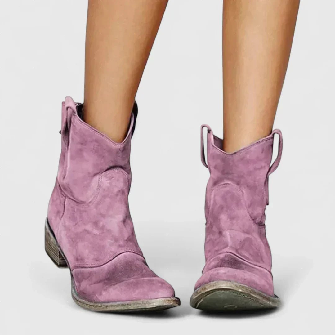 Snežana - Cowboy čizme u retro stilu, do gležnja, s elegantnim završetkom