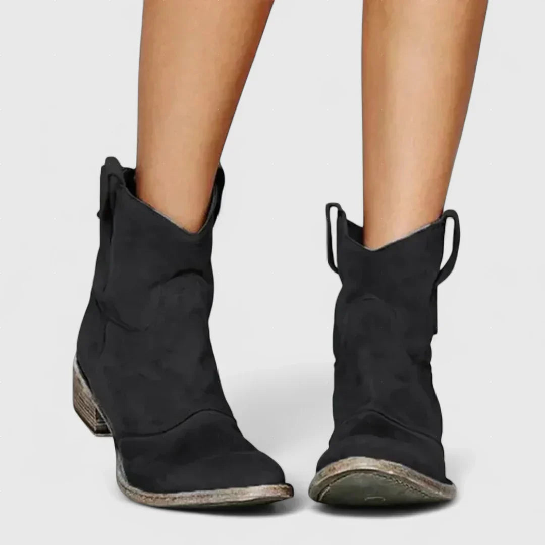 Snežana - Cowboy čizme u retro stilu, do gležnja, s elegantnim završetkom