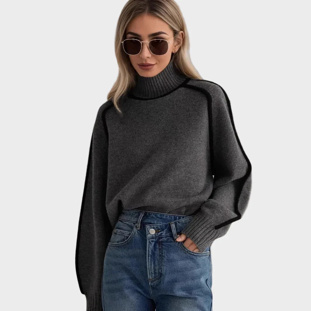 Blaženka - Elegantni jednobojni pulover s visokom ovratnikom