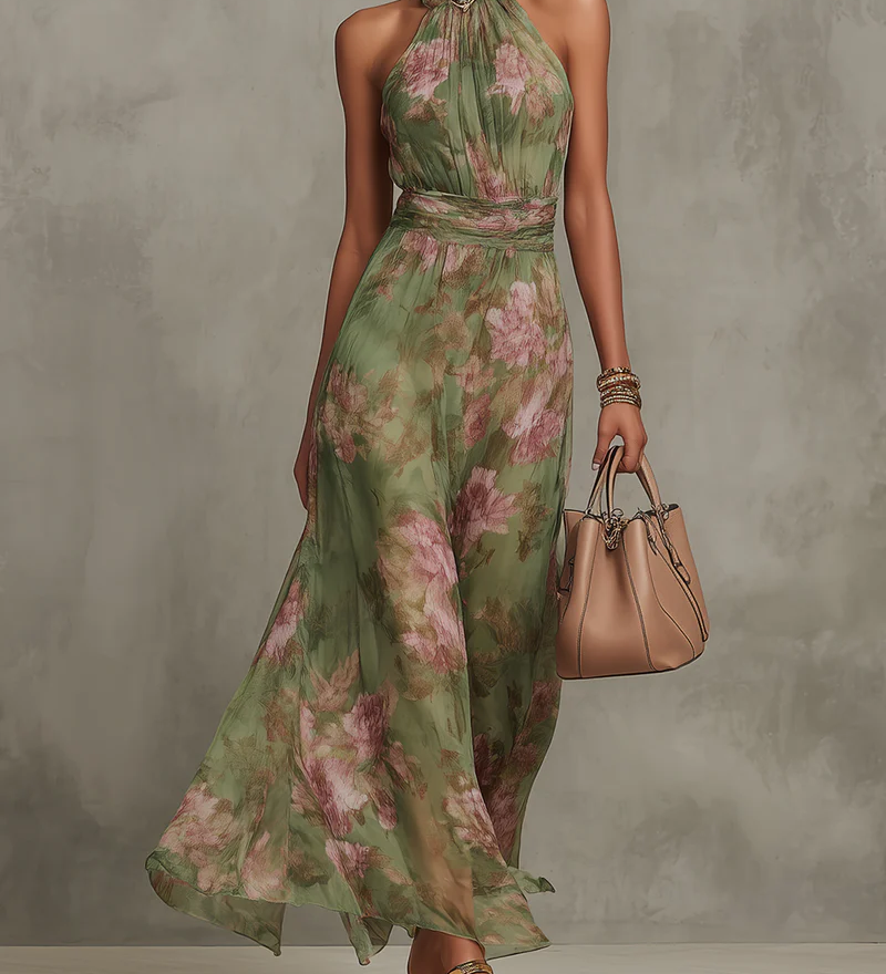 Bruna – Maxi halter cvetne haljine