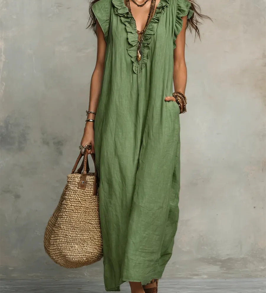 Naďa – Boho maxi haljina sa V izrezom