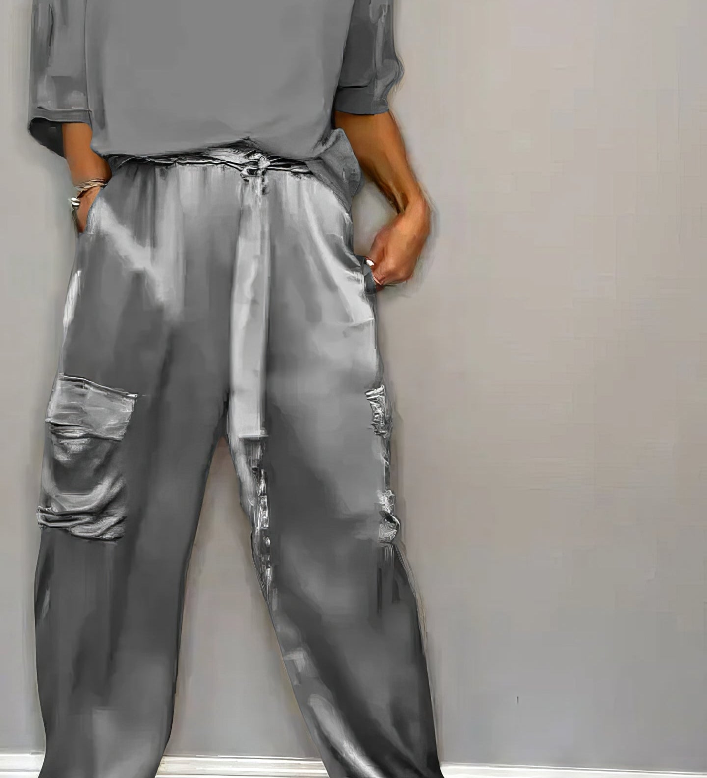 Živana | Kompletna majica od dva dela i cargo pantalone Chic